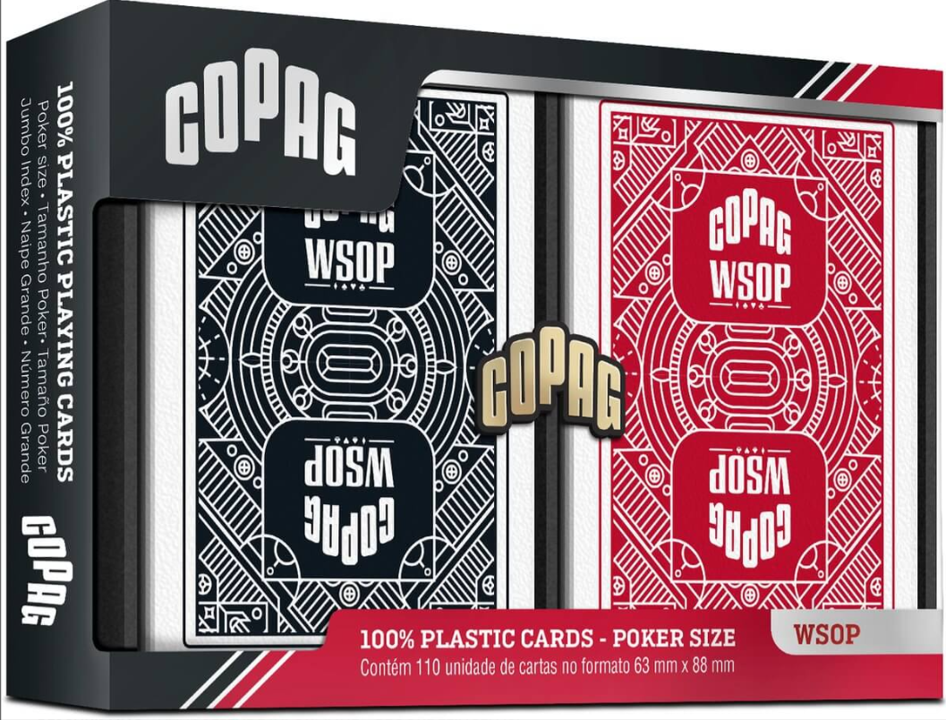 Copag WSOP speelkaarten 100% plastic, 2 pakjes (rood/blauw)
